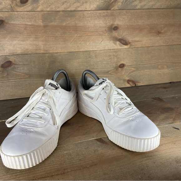 Puma carina Womens size 7.5 shoes white leather comfort casual sneakers - Picture 3 of 8